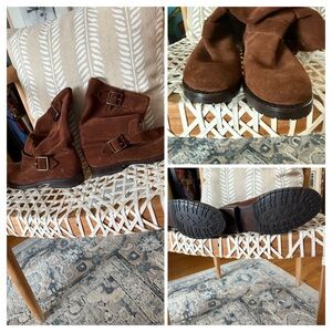 Fryed Brown Suede Women's Motorcycle Boots. NWT